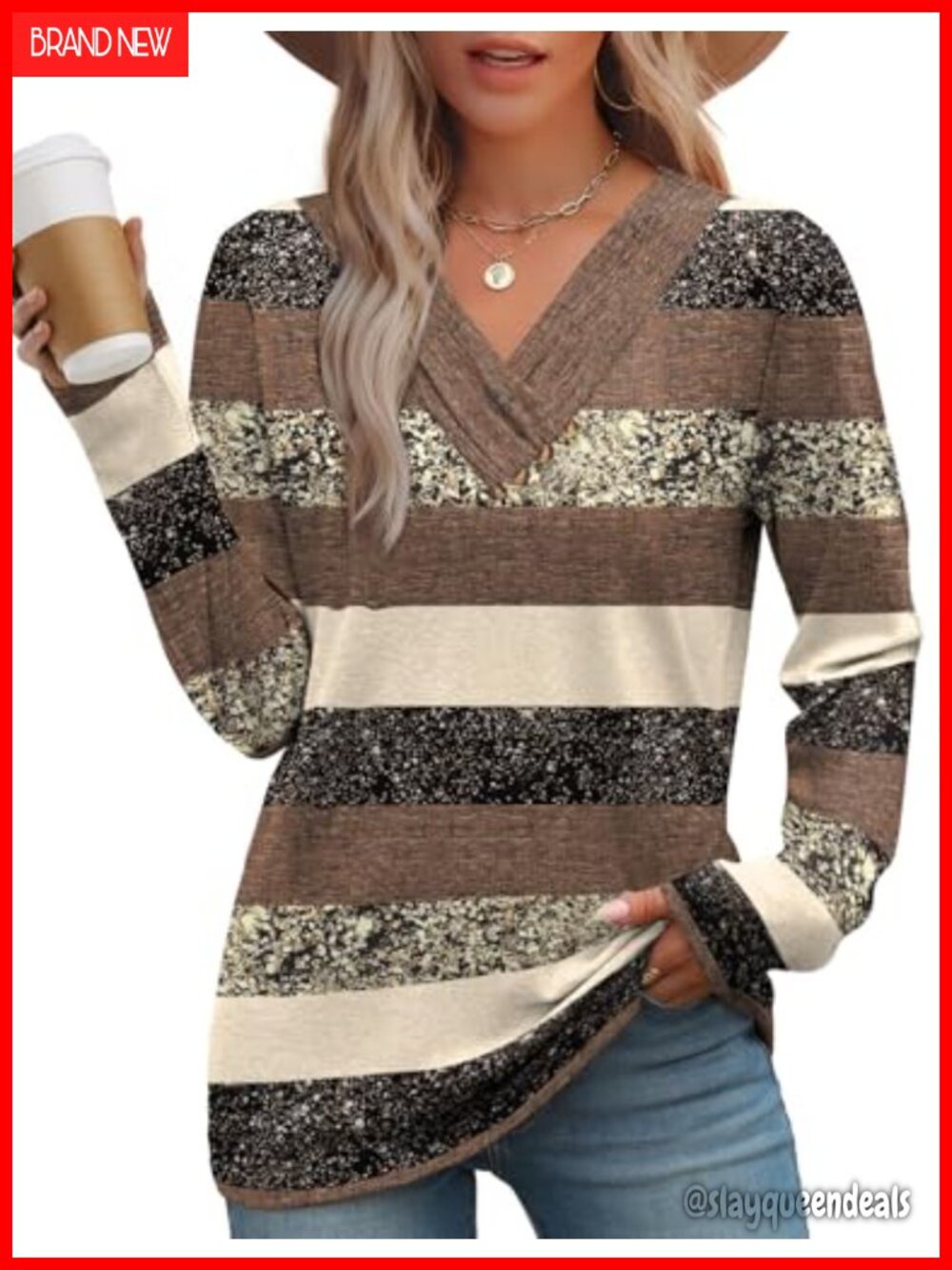 Women's Long Sleeve V-Neck Tunic Top Button Accent Fall Casual
